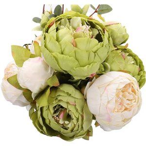 Fake Flowers Vintage Artificial Peony Silk Flowers Wedding Home Decoration Green